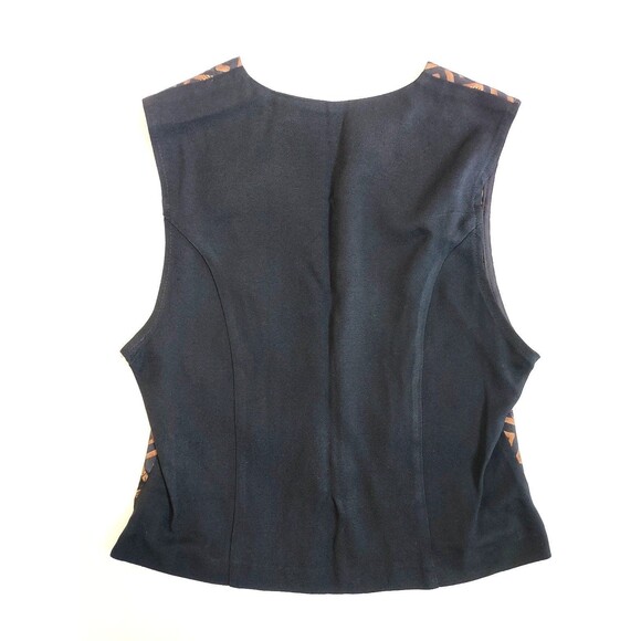 Vintage 1980s Ladies Bronze/Black Retro Graphic Vest W/Chain Size 6P Made in USA - Picture 4 of 4